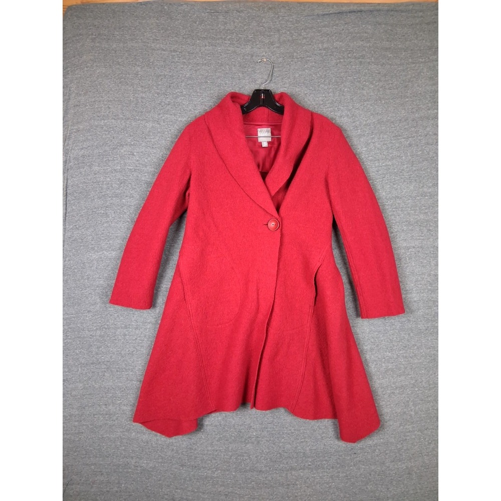J Jill Womens Coat XS Petite Red 100% Wool Red Whimsigoth Boho Chic Bold‎ Witchy